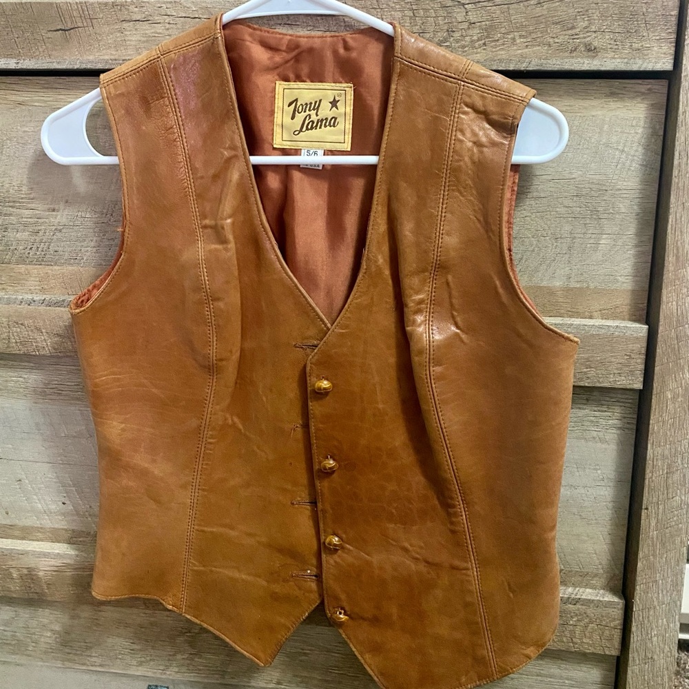 Vintage leather Tony Lama vest